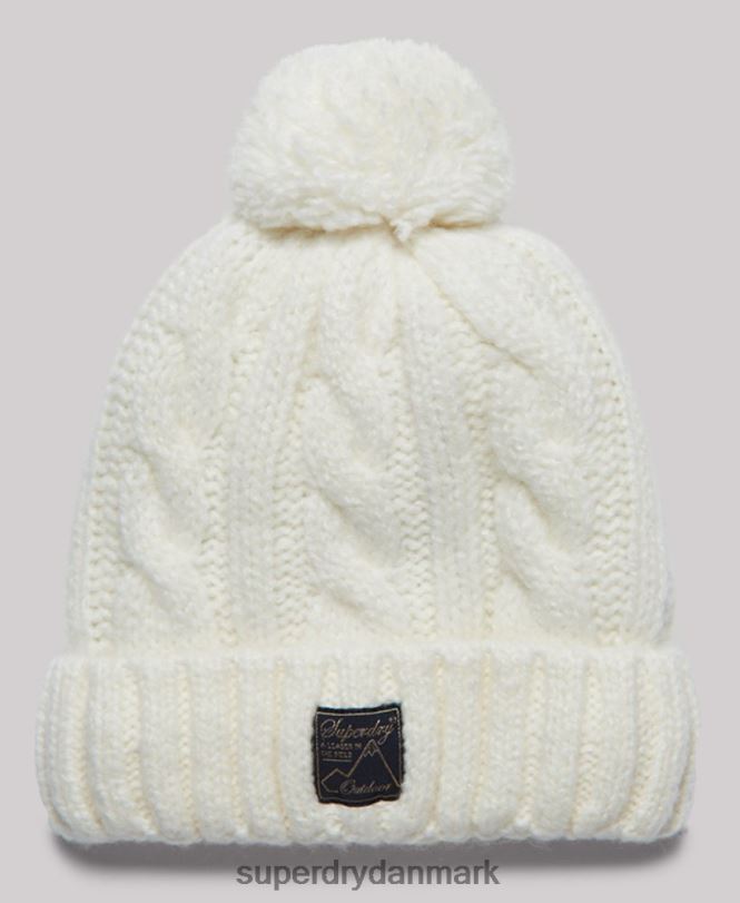 Superdry hvid Kvinder tilbehør tweed kabel hue 868VH4295