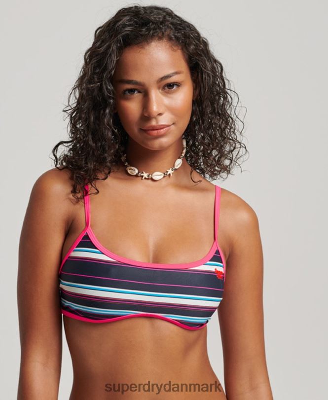 Superdry multi Kvinder tøj stribet genbrugsbikinitop 868VH3214