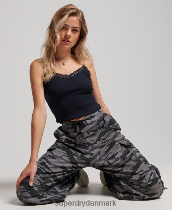 Superdry grøn Kvinder tøj baggy faldskærmsbukser 868VH2129