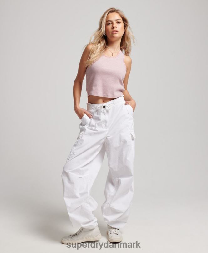 Superdry hvid Kvinder tøj baggy faldskærmsbukser 868VH1979
