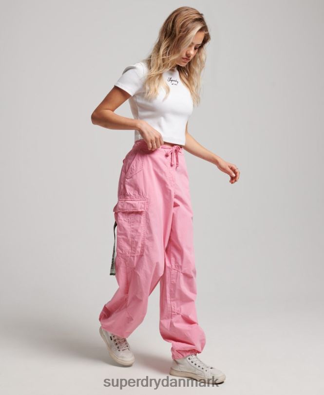 Superdry lyserød Kvinder tøj baggy faldskærmsbukser 868VH1989