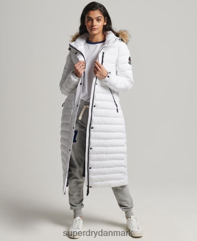 Superdry hvid Kvinder tøj super longline fuji frakke 868VH3778