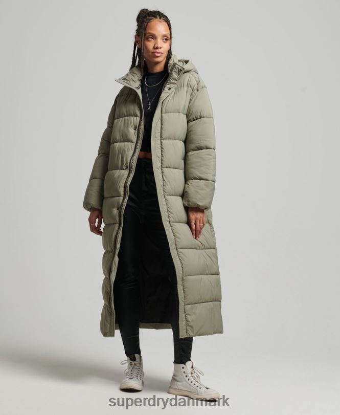 Superdry kaki Kvinder tøj cocoon langline pufferpels 868VH5451