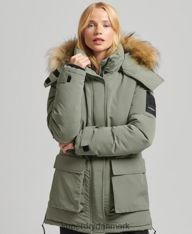 Superdry kaki Kvinder tøj xpd everest parka frakke 868VH3655