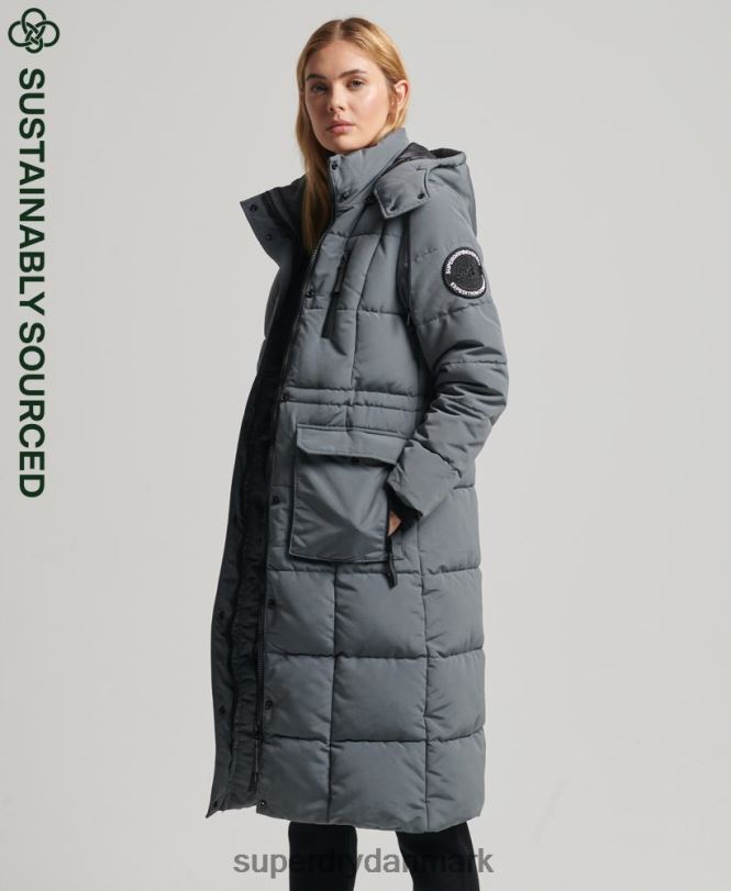 Superdry mørkegrå Kvinder tøj langline everest frakke 868VH5576