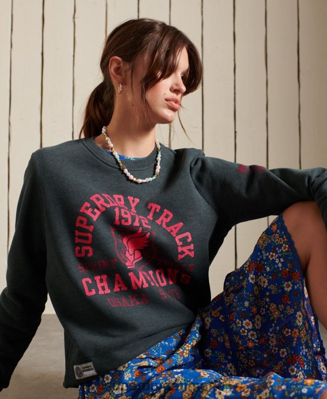 Superdry grøn Kvinder tøj atletik sweatshirt 868VH6107