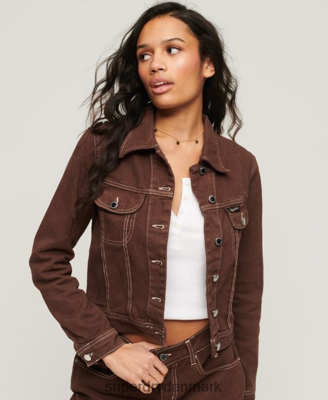 Superdry Brun Kvinder tøj arbejdstøj cropped jakke 868VH3532