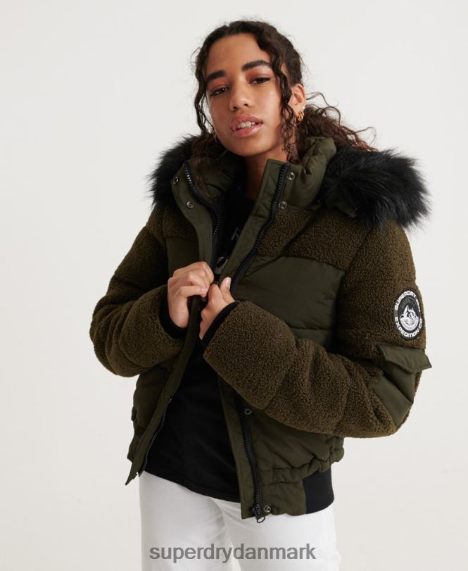 Superdry kaki Kvinder tøj ella sherpa bomberjakke 868VH3855