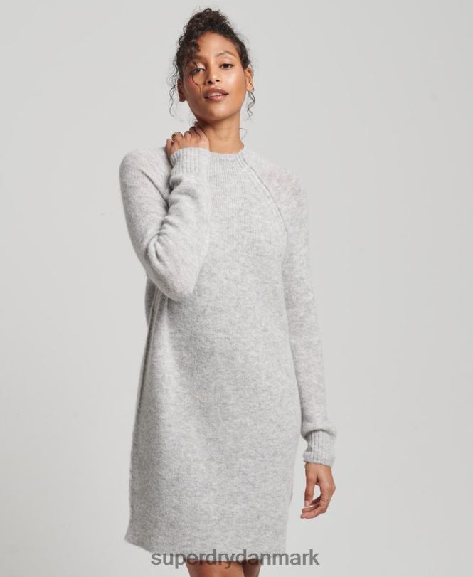 Superdry lysegrå Kvinder tøj rullekrave kjole 868VH2419