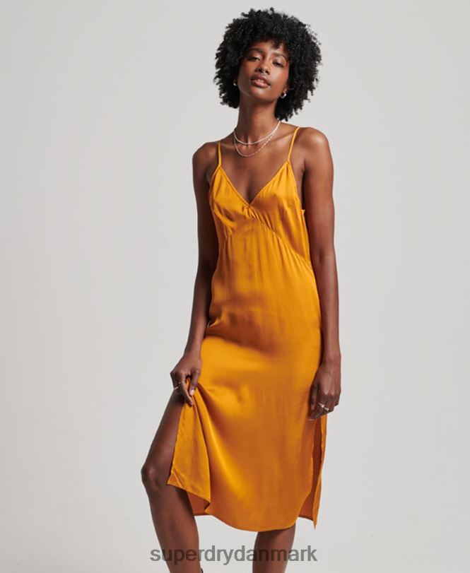 Superdry orange Kvinder tøj satin cami midikjole 868VH2500