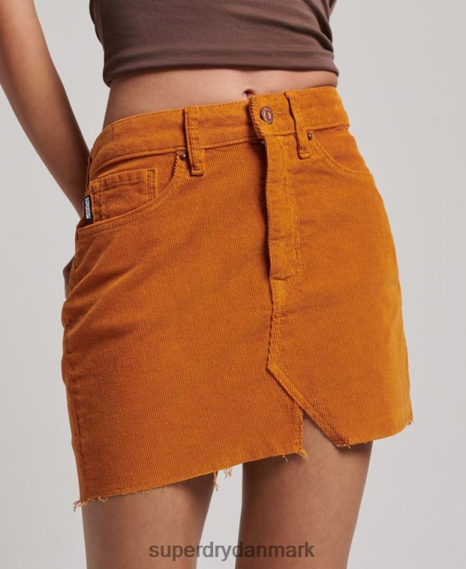 Superdry Brun Kvinder tøj vintage ledning mini nederdel 868VH4149