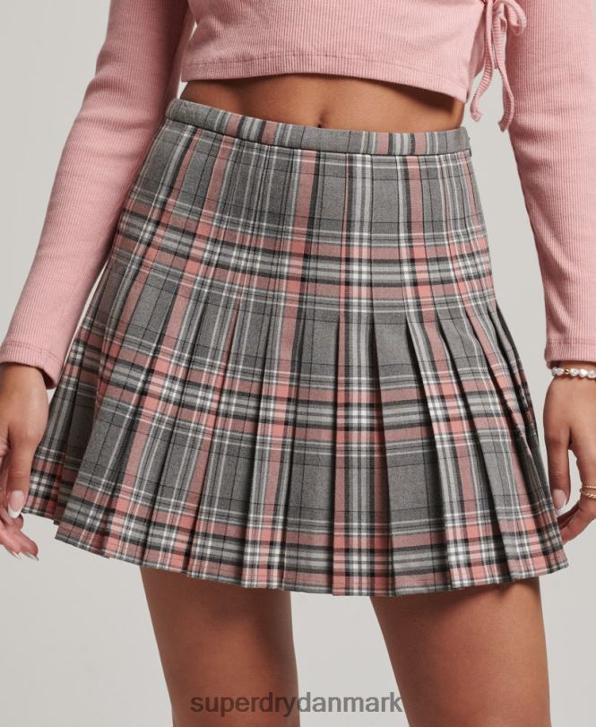 Superdry grå Kvinder tøj vintage plisseret mininederdel 868VH4155
