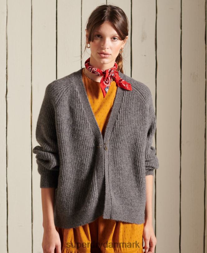 Superdry lysegrå Kvinder tøj cardigan i alpacablanding 868VH6601