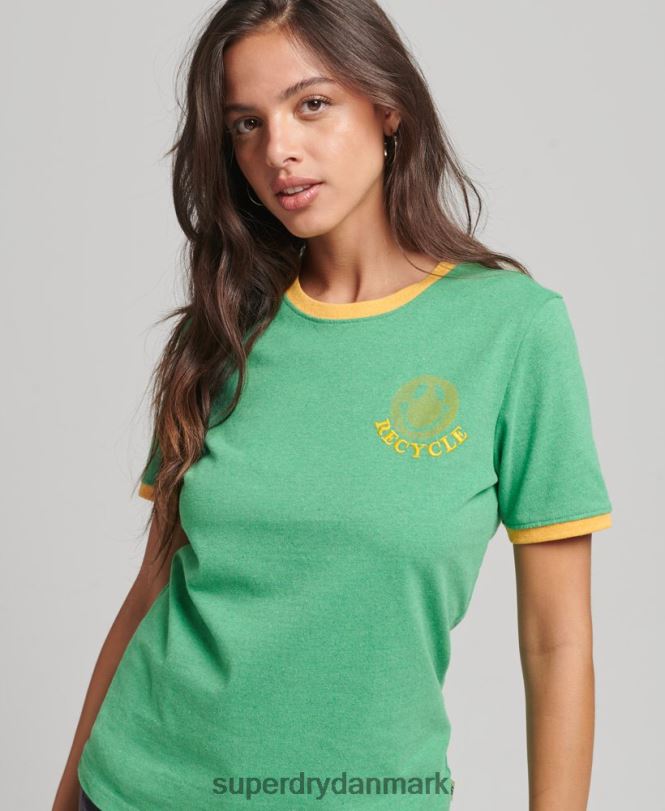 Superdry grøn Kvinder tøj genbrugsring t-shirt 868VH2831