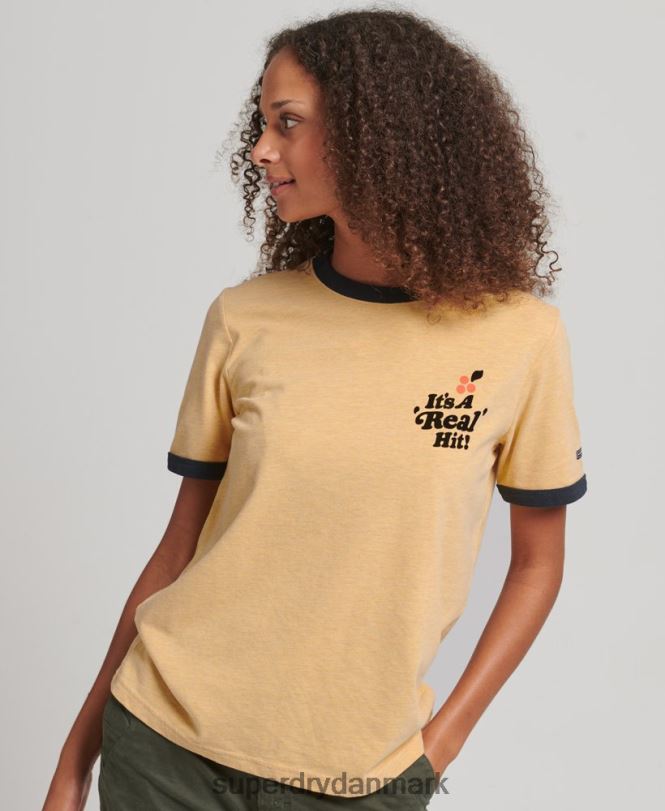 Superdry gul Kvinder tøj cooper nostalgi t-shirt 868VH2813