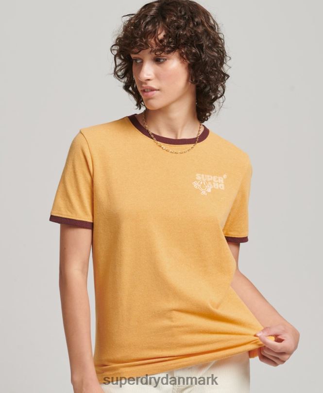 Superdry gul Kvinder tøj genbrugsring t-shirt 868VH6241