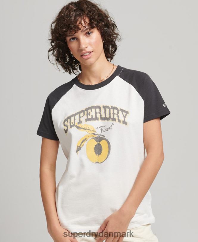 Superdry hvid Kvinder tøj indie raglan t-shirt 868VH6251