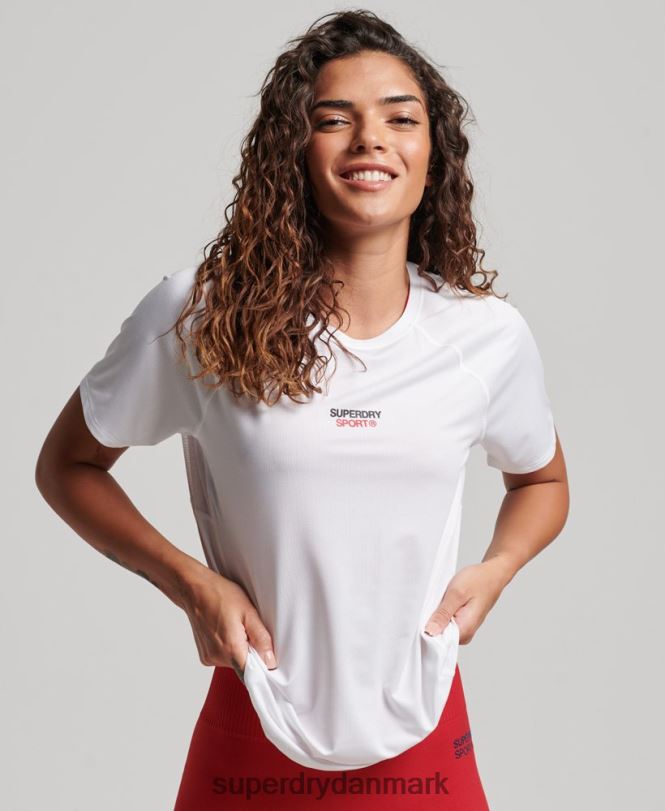 Superdry hvid Kvinder tøj kerne aktiv t-shirt 868VH2709