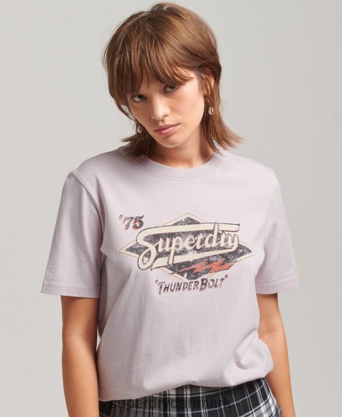 Superdry lilla Kvinder tøj boho grafisk t-shirt 868VH2773