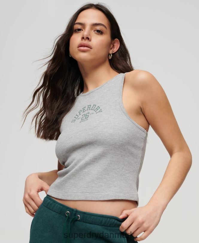 Superdry grå Kvinder tøj atletisk essentiel vaffel tanktop 868VH1983