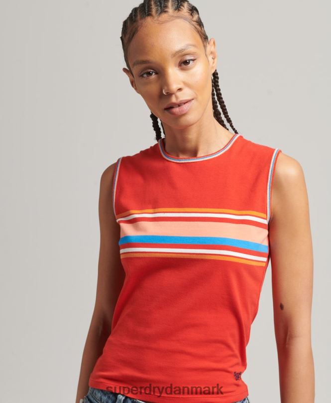 Superdry rød Kvinder tøj cali stribet tanktop 868VH6536