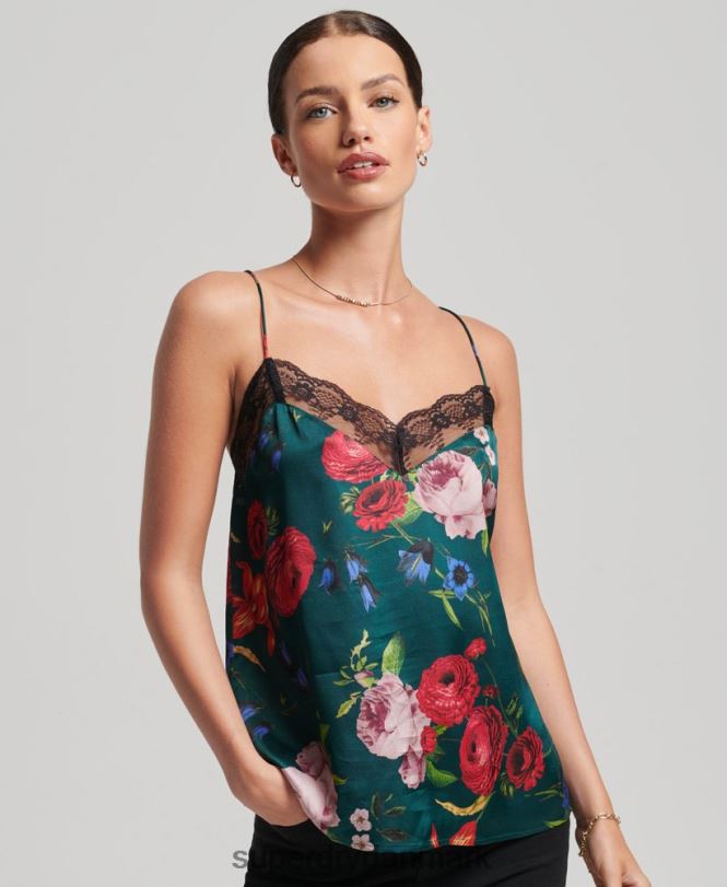 Superdry grøn Kvinder tøj satin cami top 868VH2961