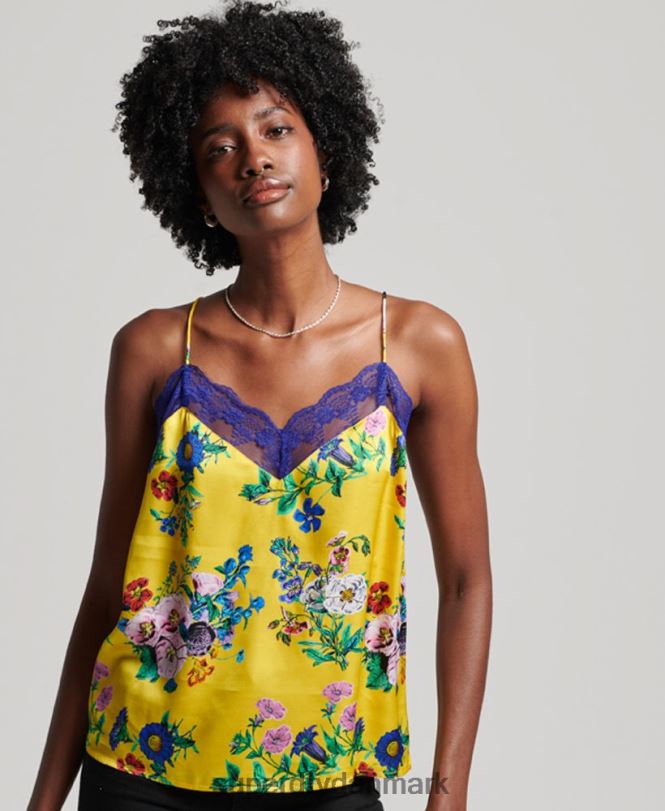 Superdry gul Kvinder tøj satin cami top 868VH2994