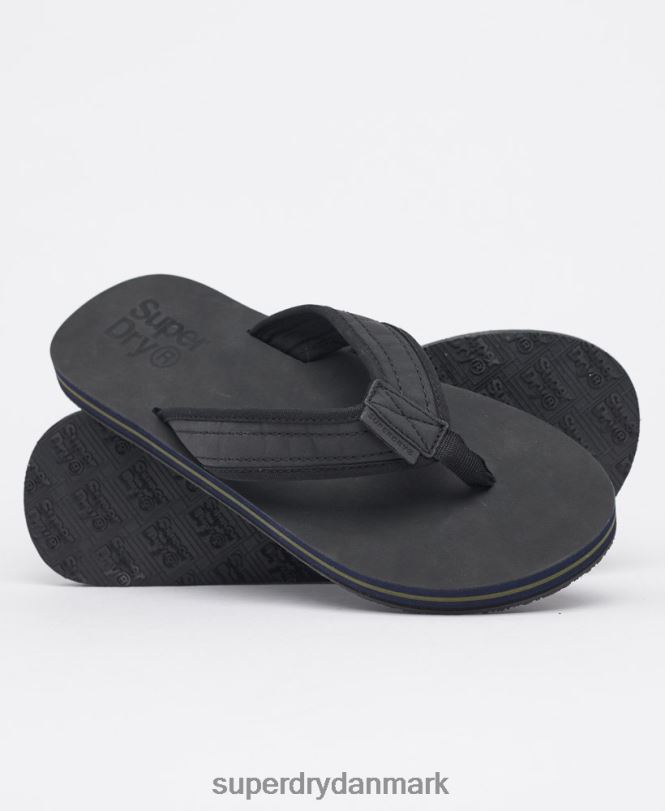 Superdry sort Mænd sko flip flops i læder 868VH6485