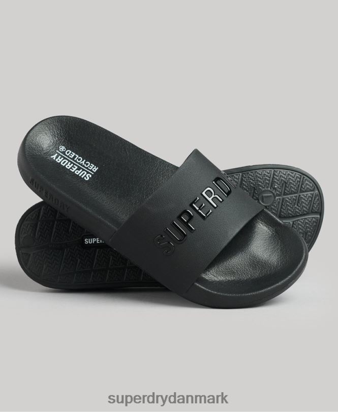 Superdry sort Mænd sko kode logo pool skydere 868VH1883