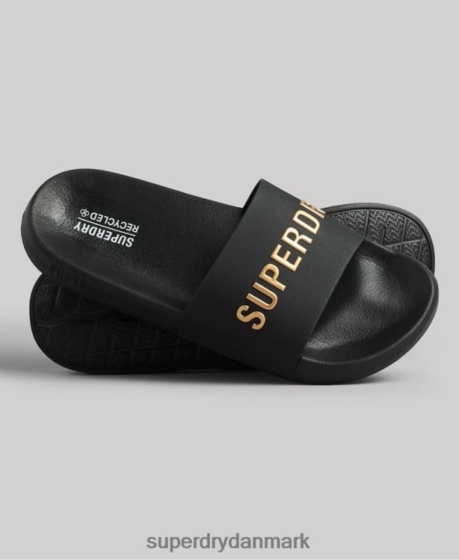 Superdry sort Mænd sko kode logo pool skydere 868VH1888