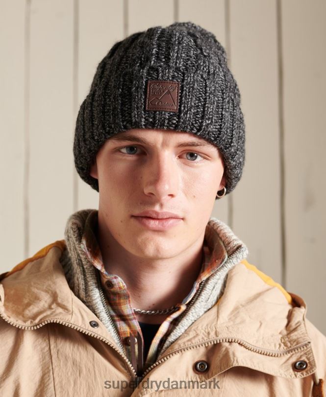 Superdry mørkegrå Mænd tilbehør trawler kabel hue 868VH1806
