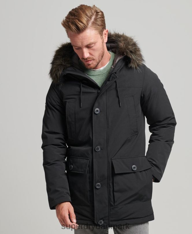 Superdry mørkegrå Mænd tøj rookie dun parka frakke 868VH4577