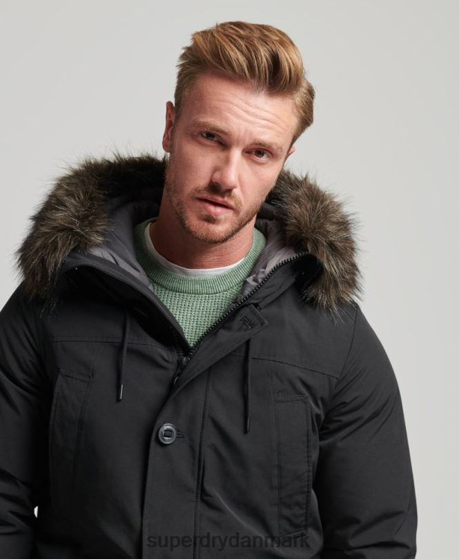 Superdry mørkegrå Mænd tøj rookie dun parka frakke 868VH4577