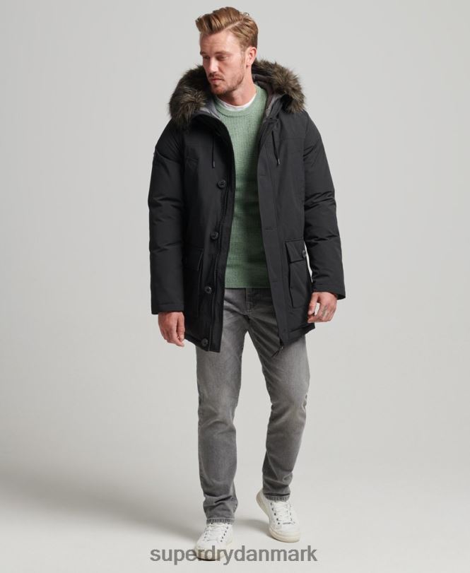 Superdry mørkegrå Mænd tøj rookie dun parka frakke 868VH4577