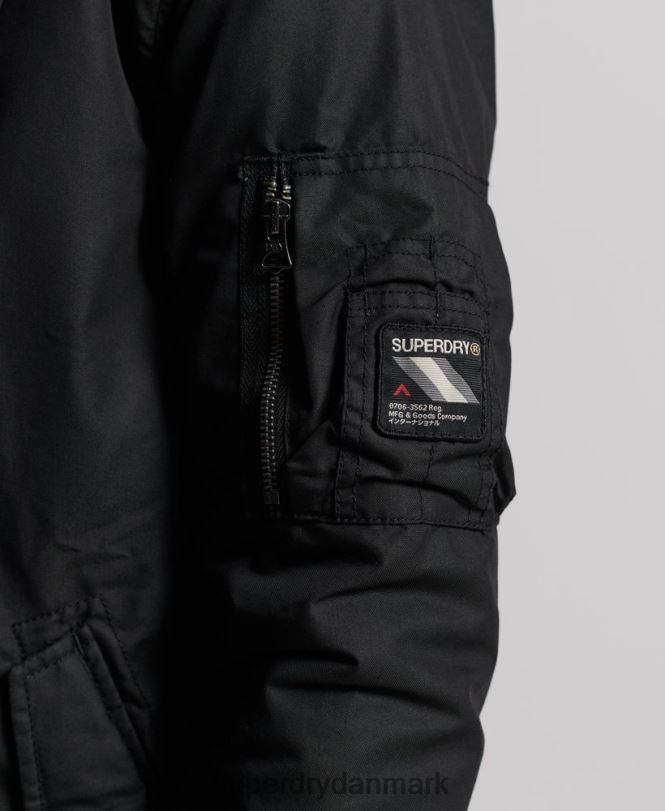 Superdry mørkegrå Mænd tøj service parka frakke i imiteret pels 868VH1171