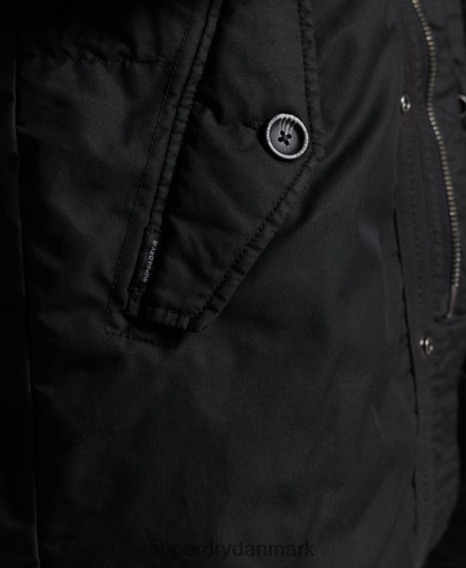 Superdry mørkegrå Mænd tøj service parka frakke i imiteret pels 868VH1171