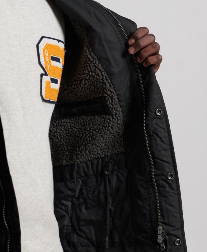 Superdry mørkegrå Mænd tøj service parka frakke i imiteret pels 868VH1171