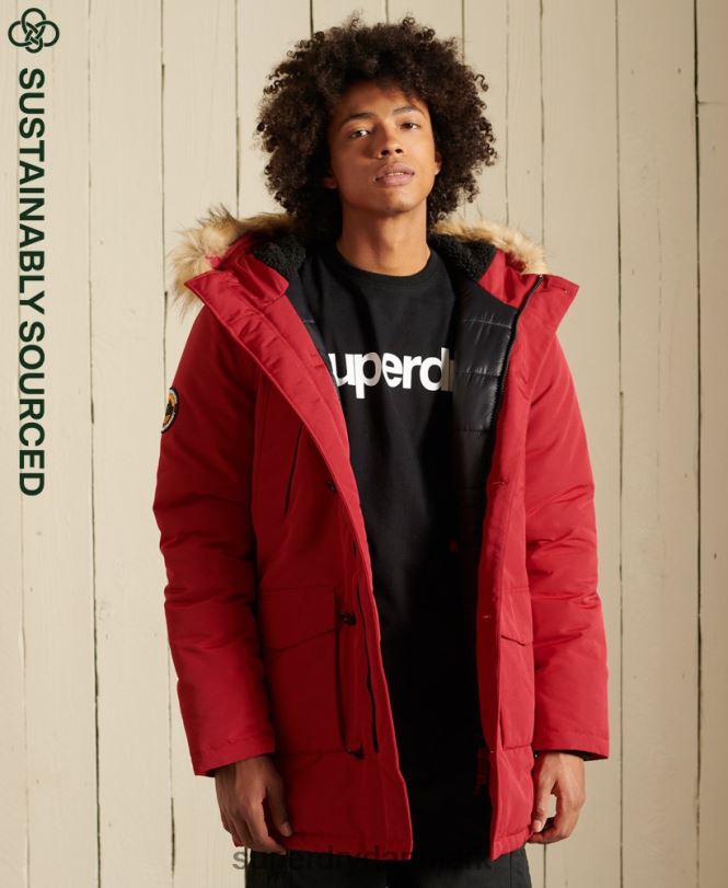Superdry rød Mænd tøj everest parka frakke 868VH4571