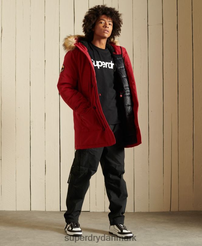 Superdry rød Mænd tøj everest parka frakke 868VH4571