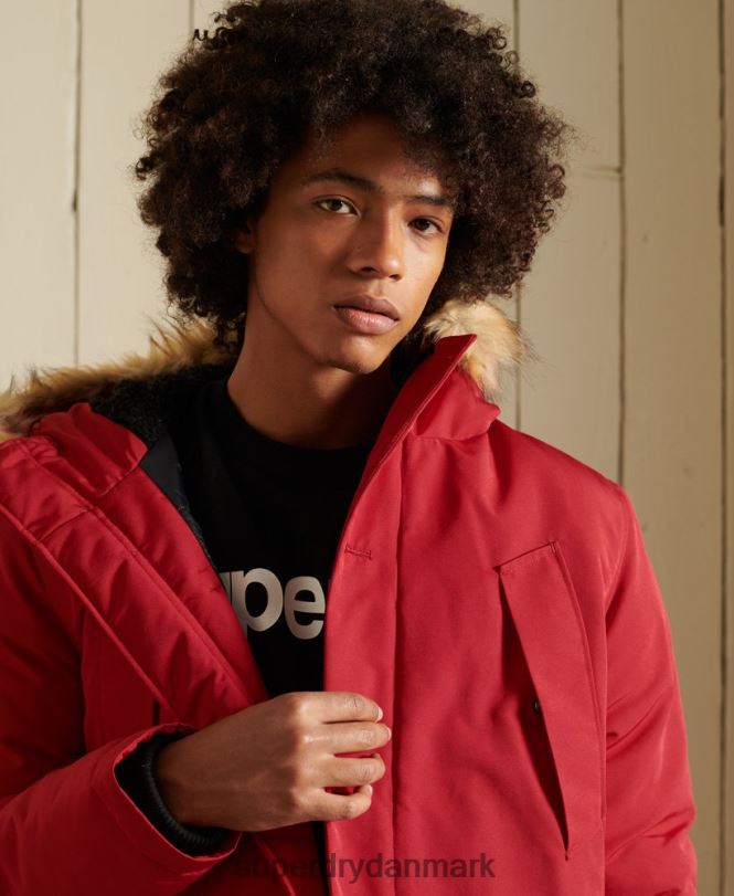 Superdry rød Mænd tøj everest parka frakke 868VH4571