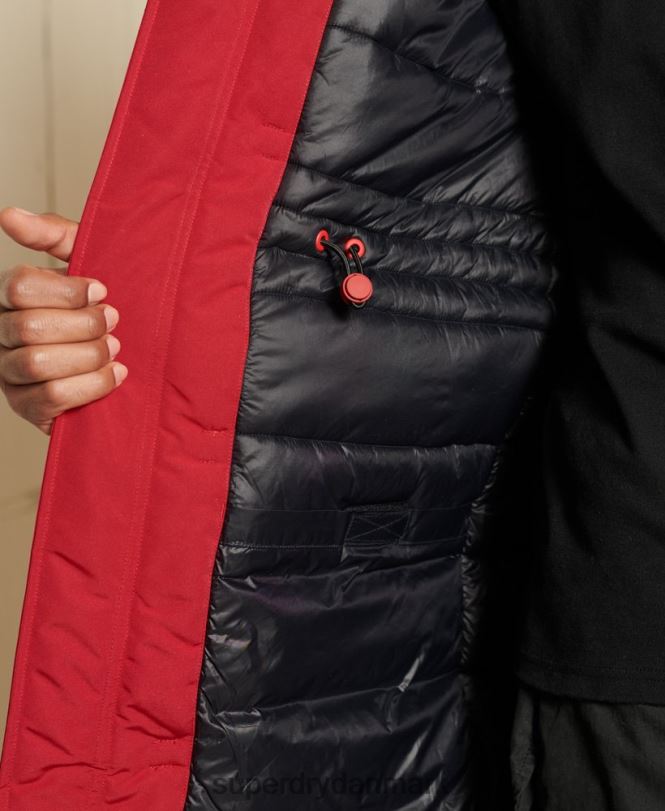 Superdry rød Mænd tøj everest parka frakke 868VH4571