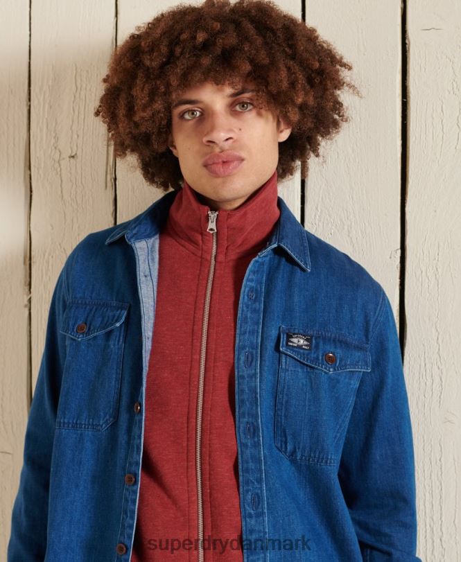 Superdry rød Mænd tøj organisk bomuld vintage logo lynlås spor top 868VH5168
