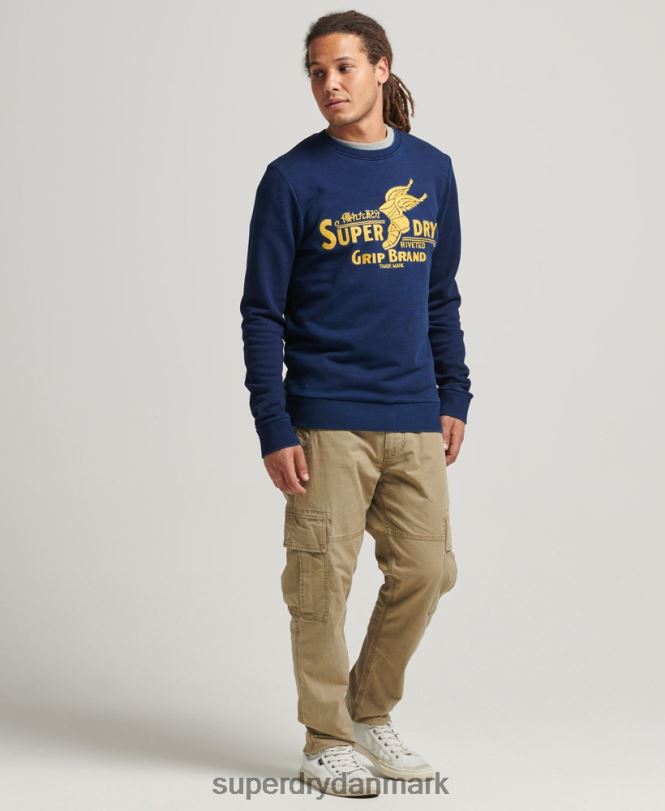 Superdry mørkeblå Mænd tøj wall sign crew sweatshirt 868VH5157
