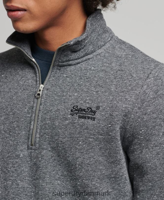 Superdry mørkegrå Mænd tøj Henley sweatshirt med vintage logo i økologisk bomuld 868VH5105
