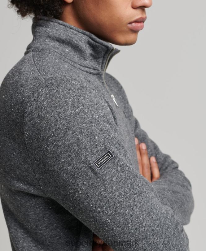 Superdry mørkegrå Mænd tøj Henley sweatshirt med vintage logo i økologisk bomuld 868VH5105