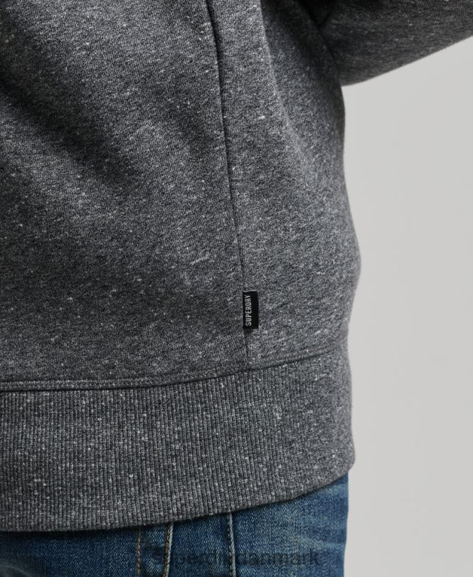 Superdry mørkegrå Mænd tøj Henley sweatshirt med vintage logo i økologisk bomuld 868VH5105