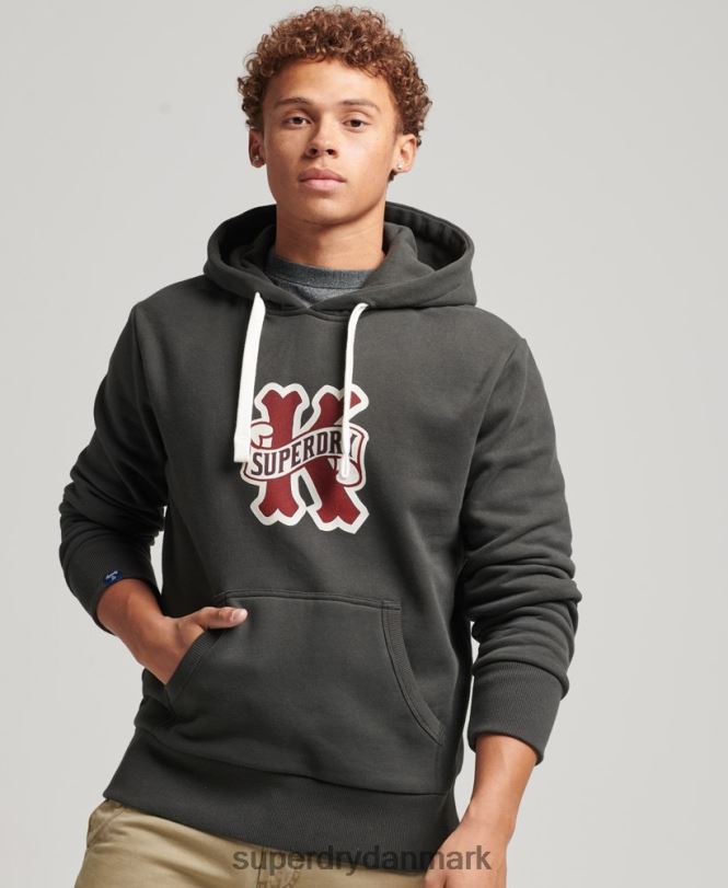 Superdry mørkegrå Mænd tøj kollegial hættetrøje 868VH5089