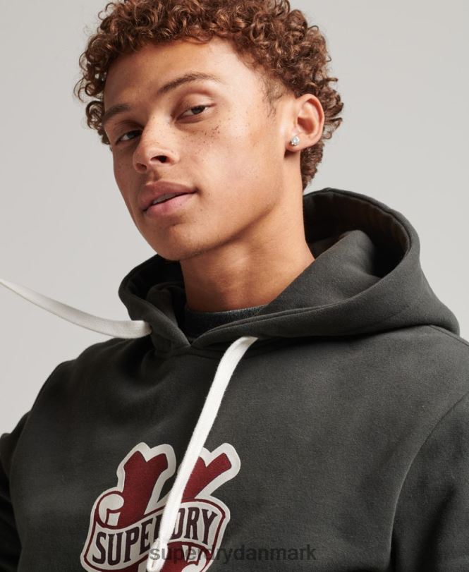 Superdry mørkegrå Mænd tøj kollegial hættetrøje 868VH5089