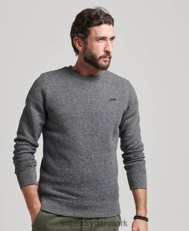 Superdry mørkegrå Mænd tøj Økologisk bomuld essentiel logo crew sweatshirt 868VH5226