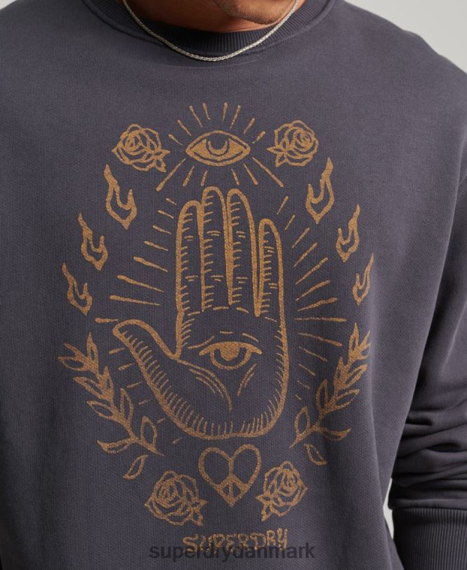 Superdry mørkegrå Mænd tøj psych rock crew sweatshirt 868VH5111